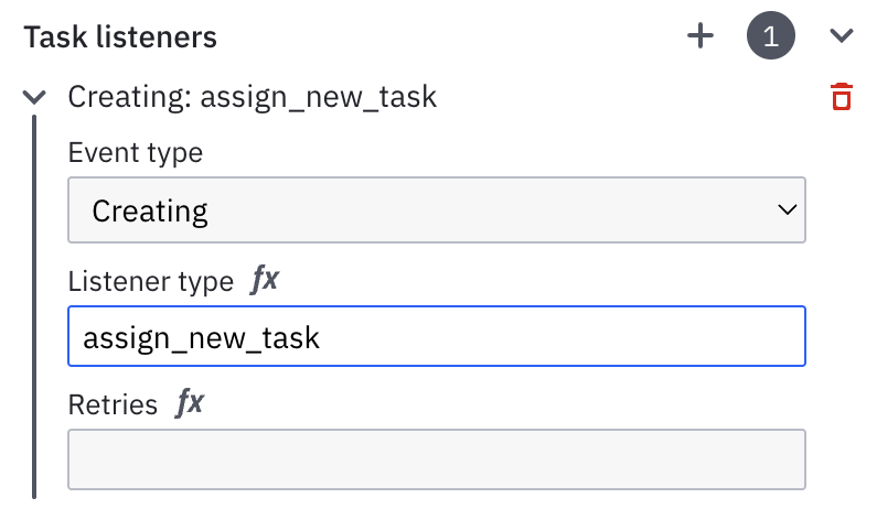 Creating listener is defined with type assign_new_task