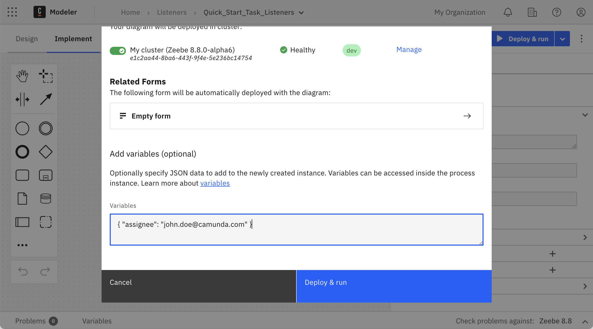 Deploy and run process