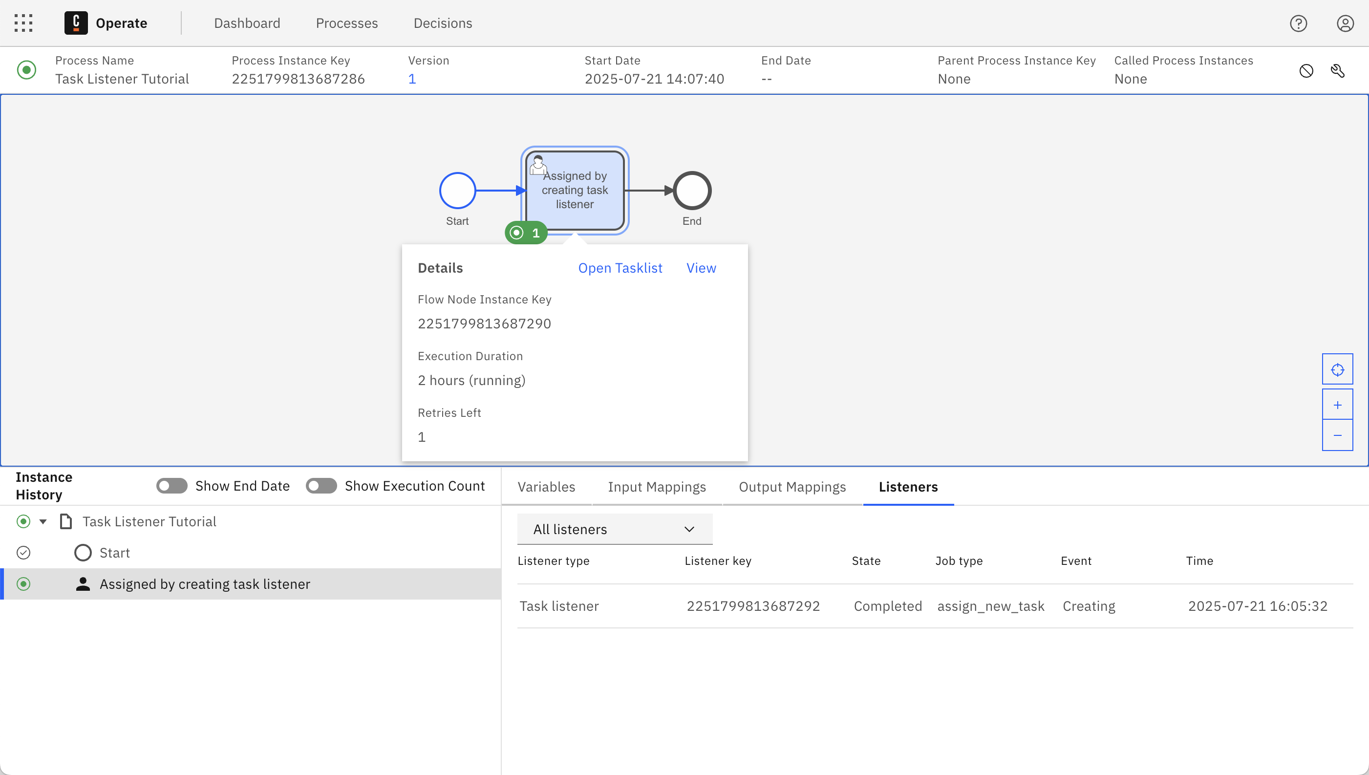 Listener has been completed in Operate