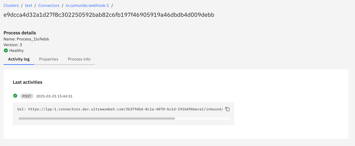 Connector management page.