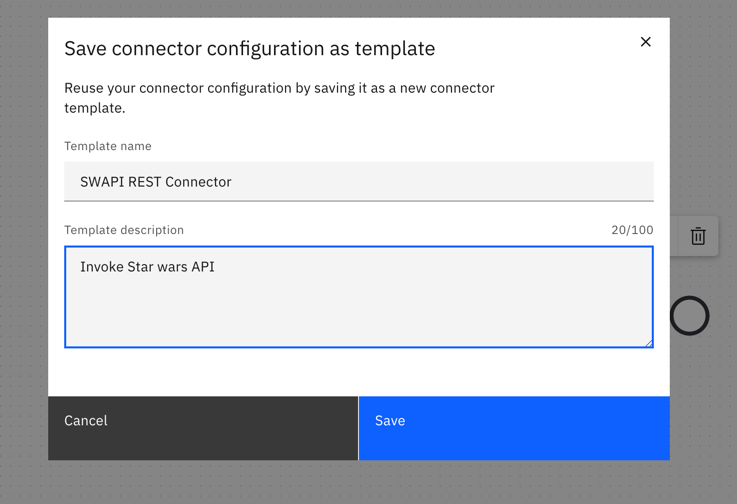 Save your connector template