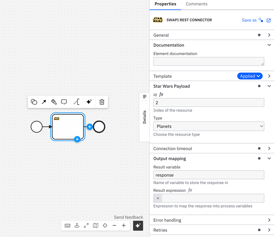 Use your new connector in a BPMN diagram