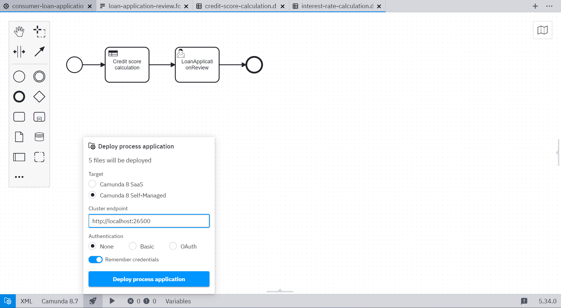 Deploying a process application