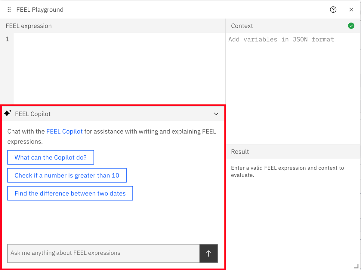 FEEL Copilot panel within the FEEL popup