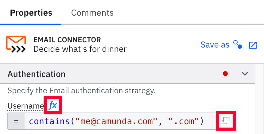 click fx on the FEEL expression field, and click the Open popup editor icon in the field