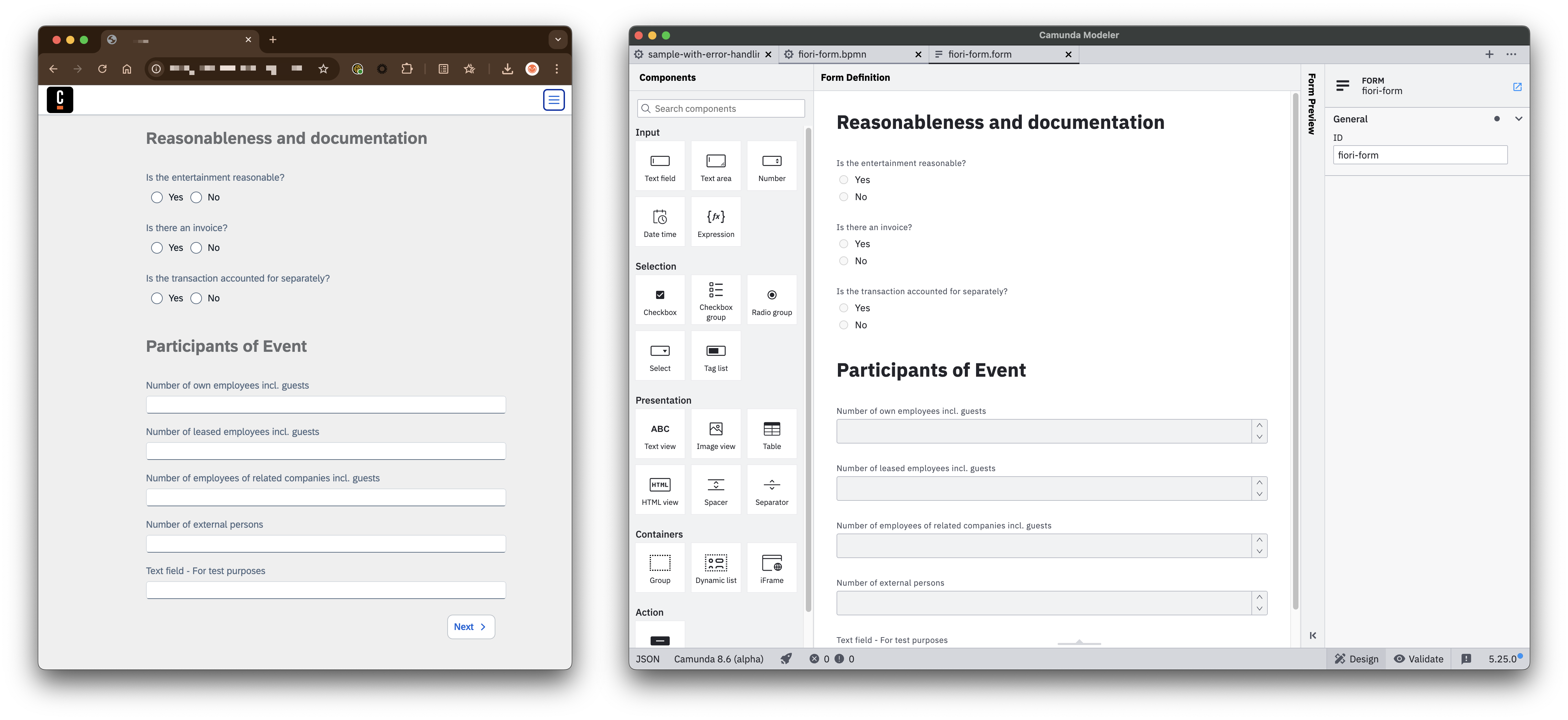 Camunda Forms in Fiori