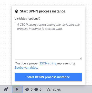 Start a new process instance in Camunda Modeler