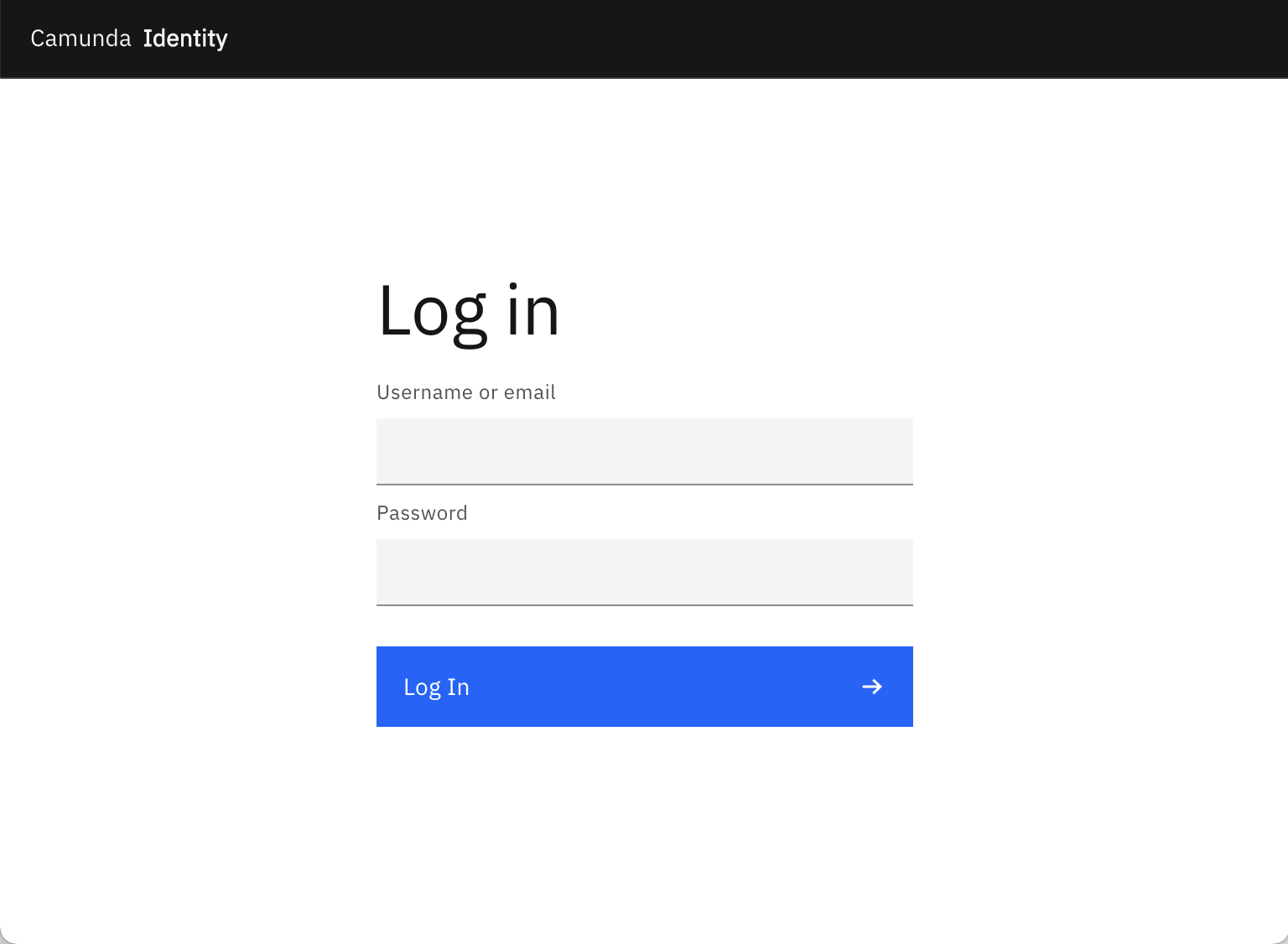 Identity log in page