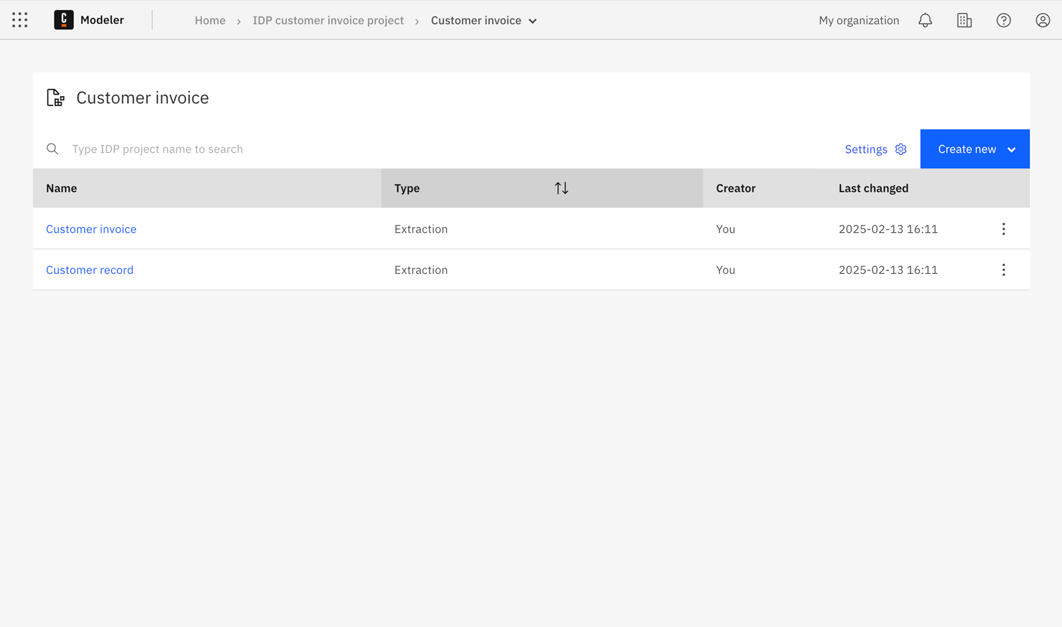 IDP application screen
