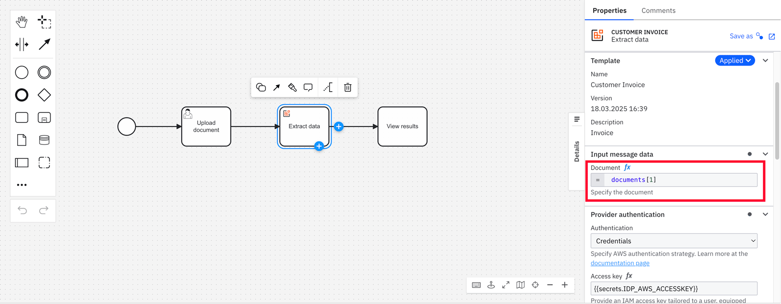 Document extraction step