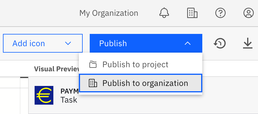 Publish to organization from the editor page