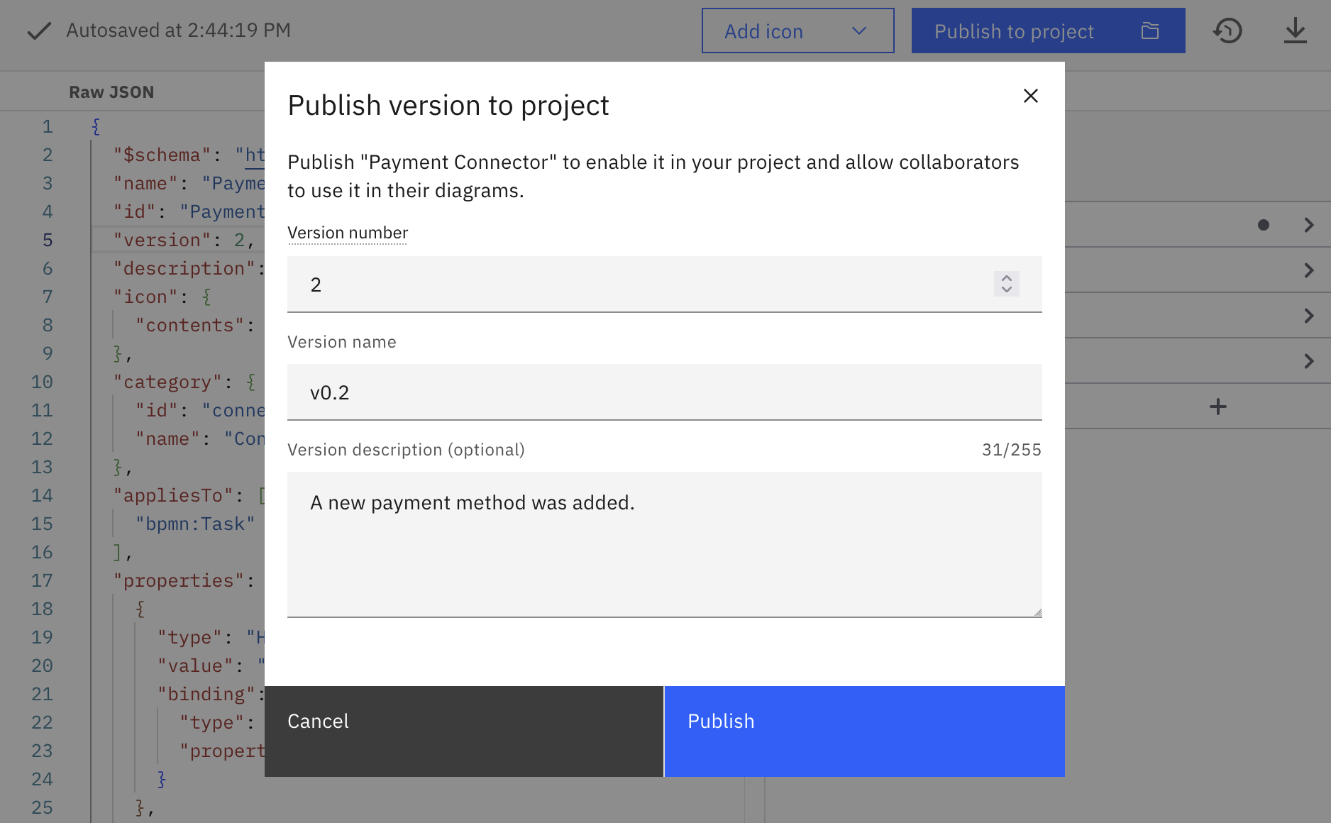 Publishing a template