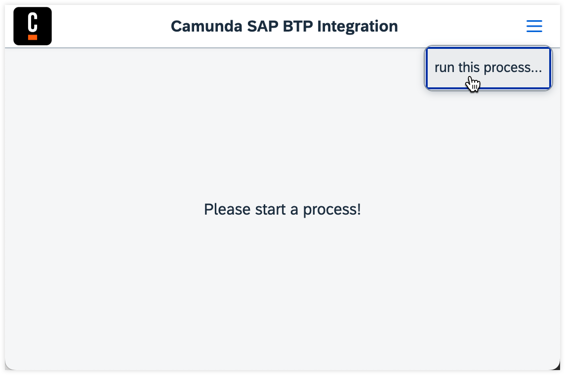 BTP Plugin UI to start process