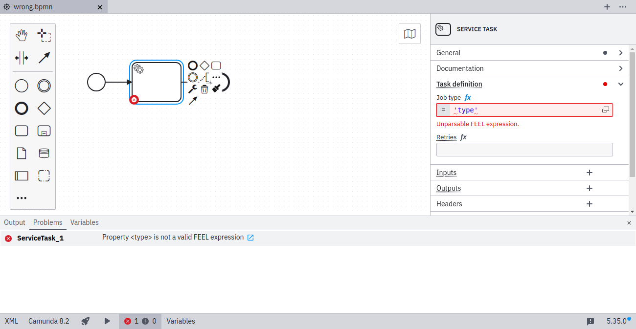 Invalid FEEL expression