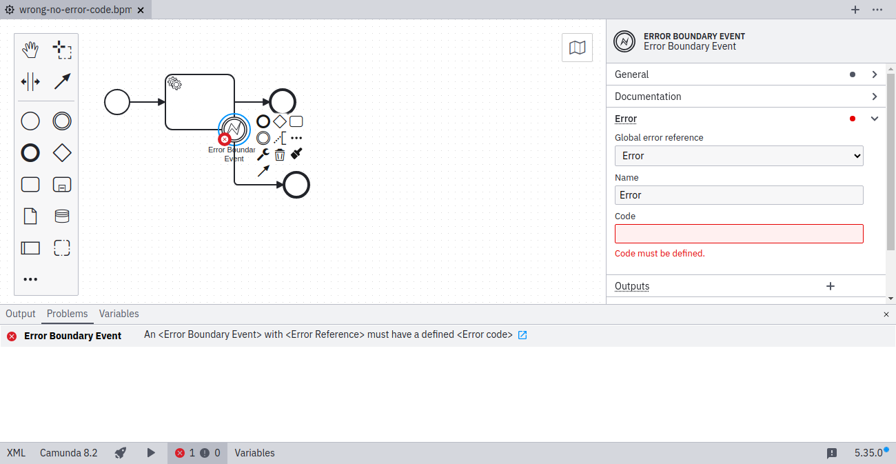 No error code specified
